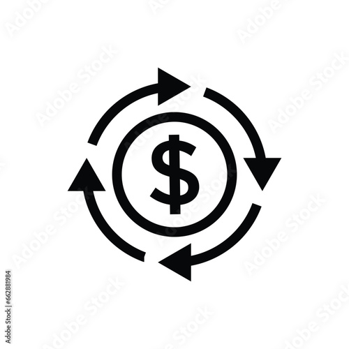 Velocity of money. Dollar currency circulation icon concept isolated on white background. Vector illustration
