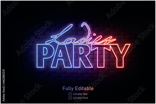 Neon effect for edible text neon style effect logo and night club logo and night party poste Vector neon 