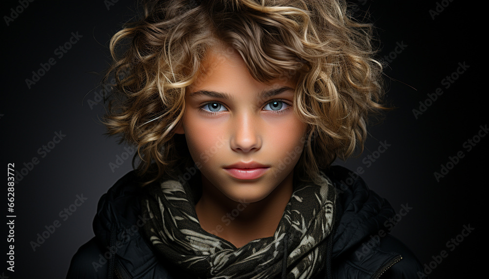 Cute blond woman with long hair looking confident generated by AI Cute blond woman with long hair looking confident generated by AI