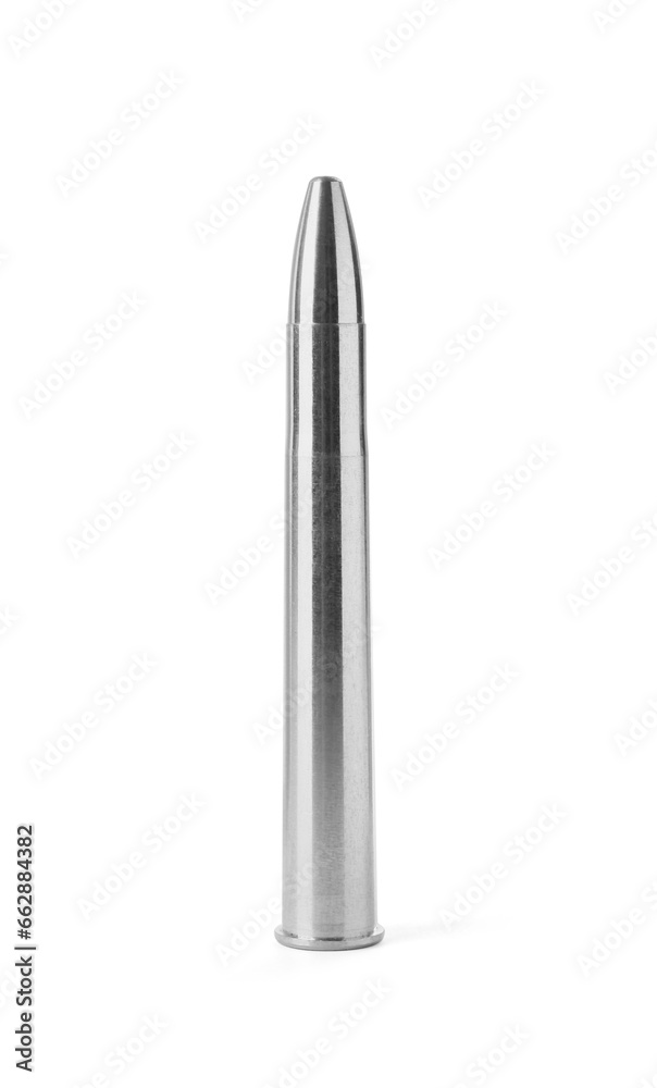 One bullet isolated on white. Military ammunition One bullet isolated on white. Military ammunition