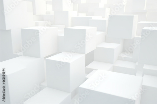Geometric abstract background with white cubes in perspective