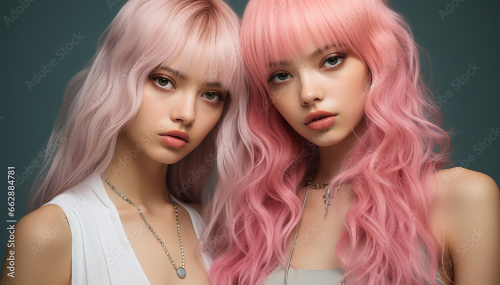 Obraz premium Beautiful women in fashion, elegance, and sensuality, looking at camera generated by AI