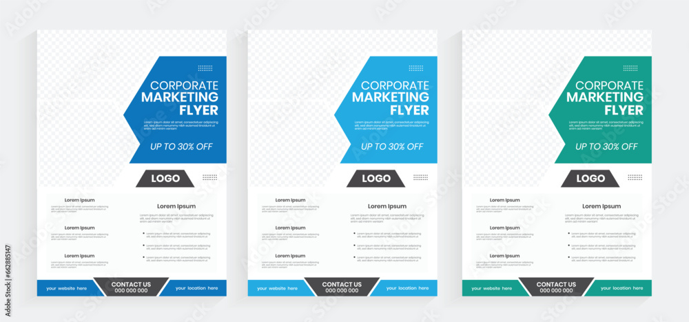 New style corporate marketing a4 size flyer design, creative business flyer set vector design, best editable flyer cover page layout, simple handout, a4 paper sheet template