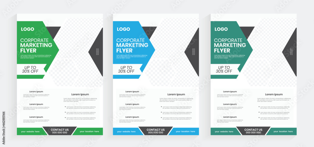 New style corporate marketing a4 size flyer design, creative business flyer set vector design, best editable flyer cover page layout, simple handout, a4 paper sheet template
