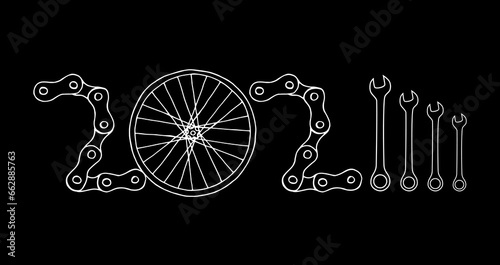 Bicycle New Year 2024 black background