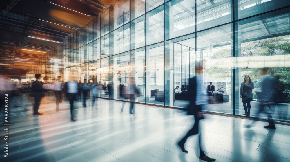 Blurred business space with employees Blurred business space with employees