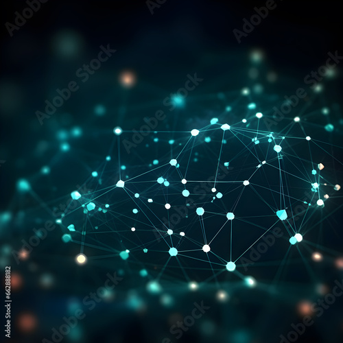 Polygonal Abstract Digital Connections with Data & Blockchain Technology. Abstrackt Background and Wallpaper, Science and technology.