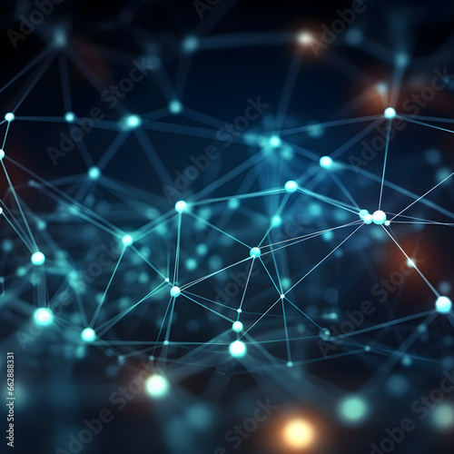 Polygonal background with dots and lines, 3d rendering Network connection structure. Science and technology. © hamzagraphic01