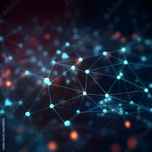 Polygonal background with dots and lines, 3d rendering Network connection structure. Science and technology.