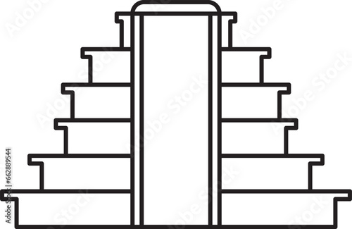 Simple black flat outline drawing of the Mexican historical landmark monument of the SAN JUAN TEOTIHUACÁN, MEXICO CITY