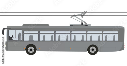 Grey city trolleybus. vector illustration