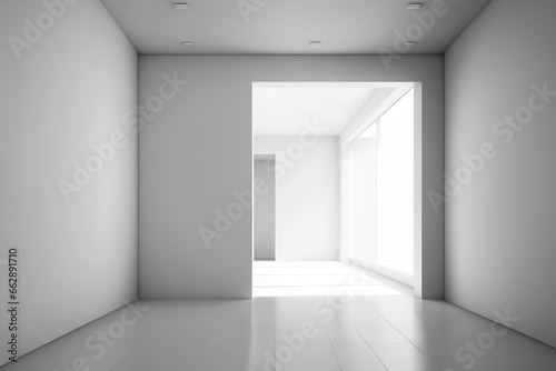 Building Construction, Abstract Architecture Background, Corridor in the Modern Building, Empty Space (Empty Wall in Bright Room),. Generative AI