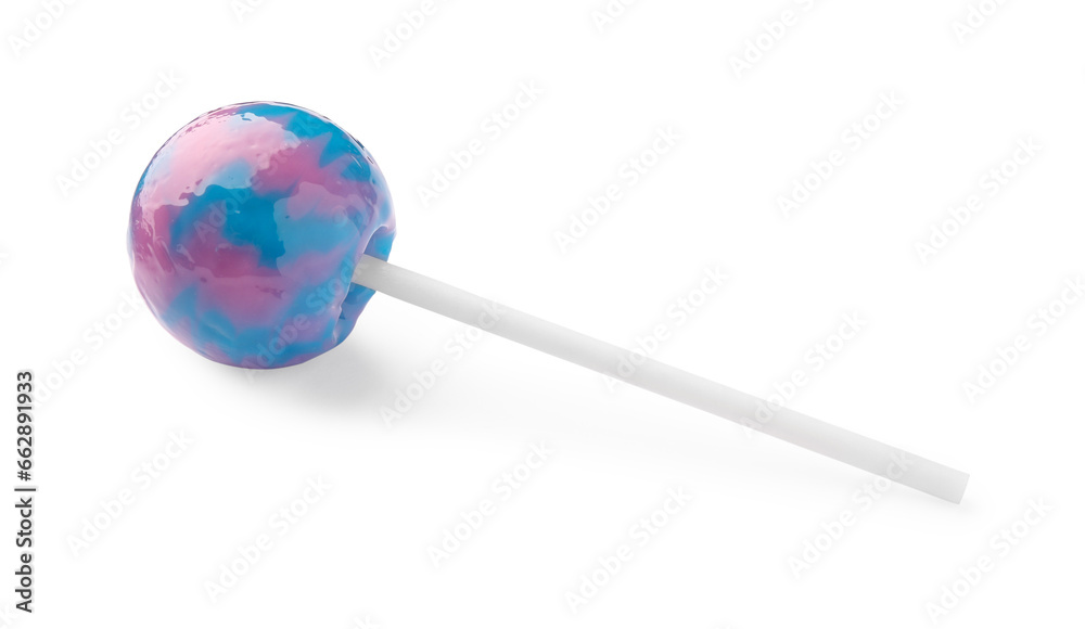 One sweet colorful lollipop isolated on white One sweet colorful lollipop isolated on white