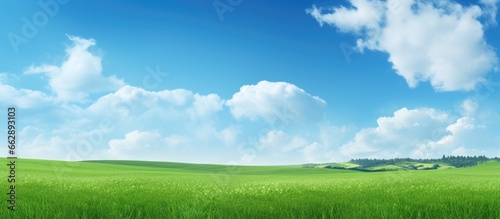 Green grass and sky field With copyspace for text