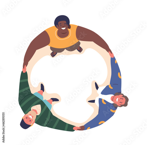Circle Of Diverse International Male Characters Standing, Arms Wrapped Around Each Other, Forming A Close-knit Bond