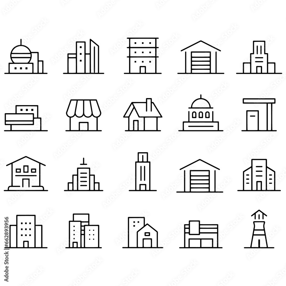  Buildings Icons vector design