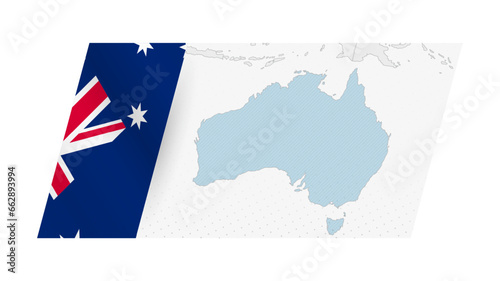 Australia map in modern style with flag of Australia on left side.