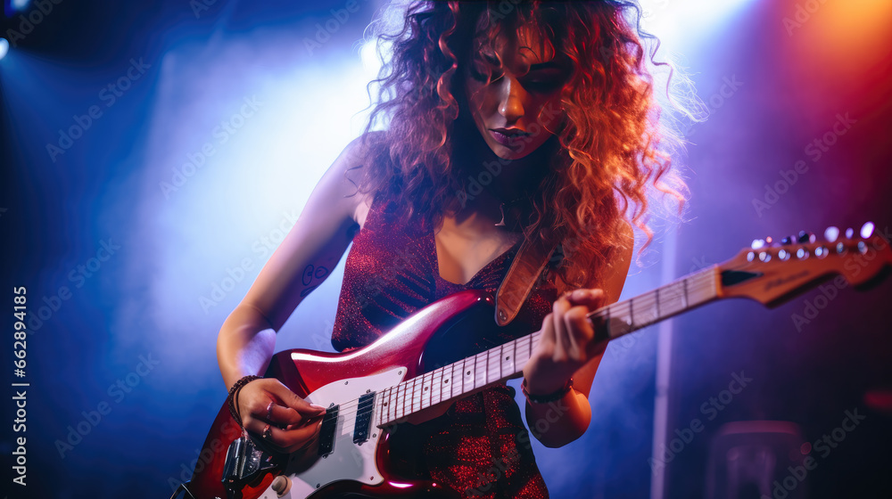 Obraz premium Girl with guitar Generative Ai