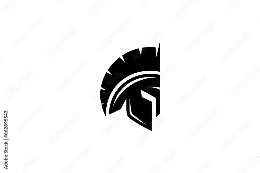 Spartan warrior logo in flat illustration style