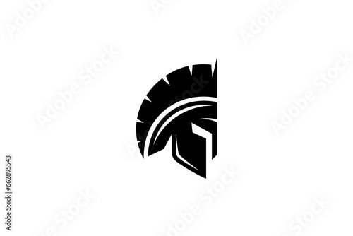 Spartan warrior logo in flat illustration style