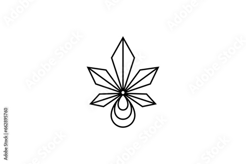 water drops and cannabis in line art style logo design concept