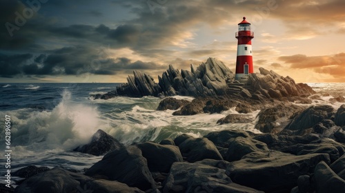 Beacon of Financial Planning - Lighthouse on a Rocky Island, Your Guide to Investment Success.