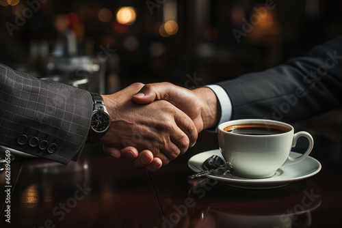 A close-up of a person s hand shaking hands with a potential business partner  symbolizing the importance of networking in entrepreneurship. Concept of partnership. Generative Ai.