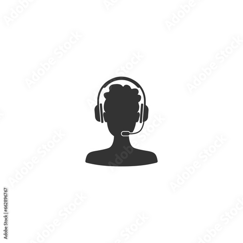 Operator headset vector icon in flat