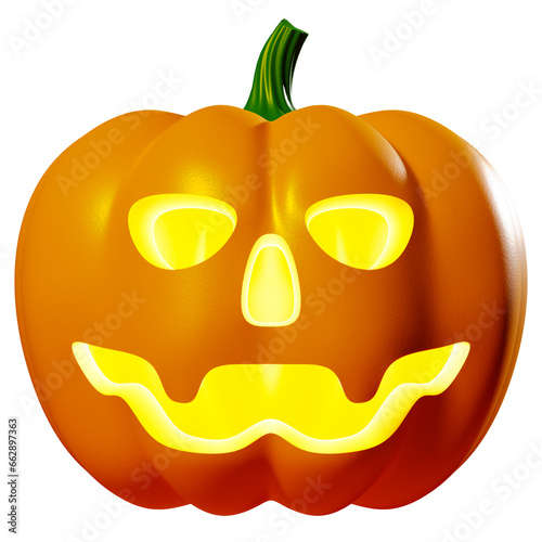 Jack o'lantern 3d rendering. Isolated halloween pumpkin