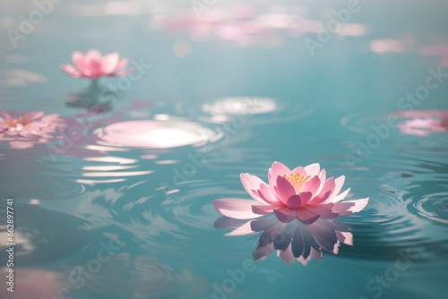 Beautiful pink water lilly in water.