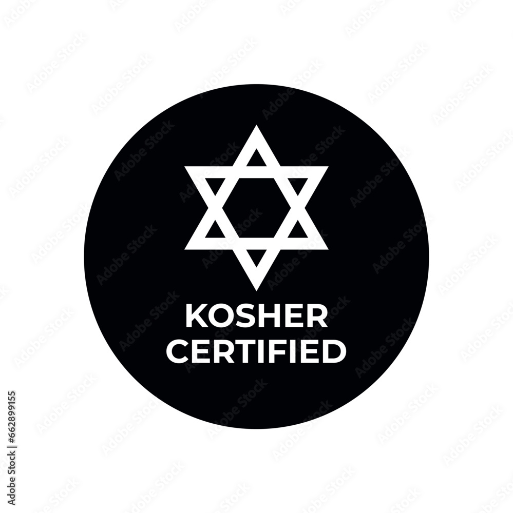Kosher Certified symbol. International symbol of kosher food. Packaging concept.