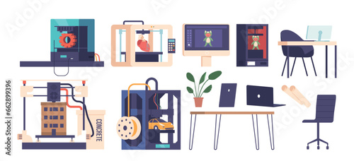 3d Printing Equipment Set. 3d Printer, Filament, Cad Software, And Essential Accessories, Enabling Customizable Objects
