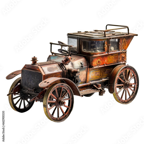 Vintage toy car cutout on transparent bcakground.