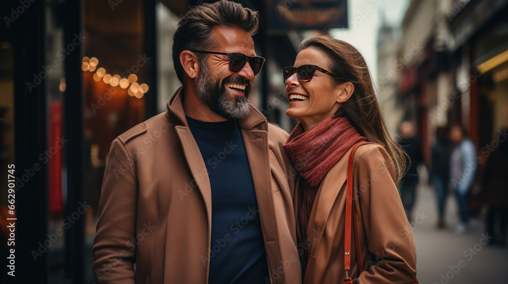 A couple is shopping for Christmas.