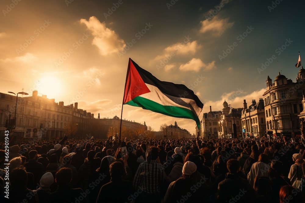 Palestine Flag in its full Glory. Generative Ai - obrazy, fototapety, plakaty 
