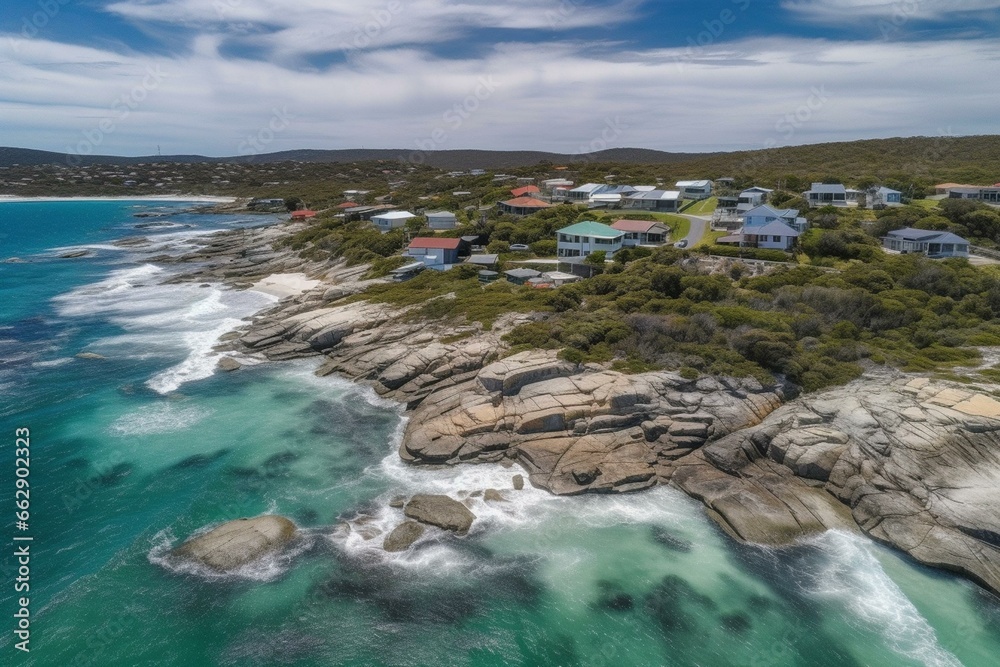 Overhead scene of Emu Point in Albany, WA. Generative AI