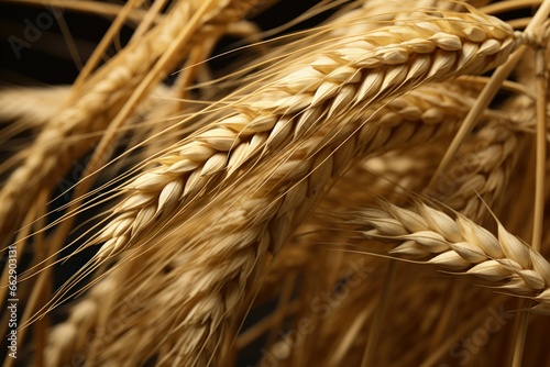 Textured Barley wheat background. Cereal farm. Generate Ai