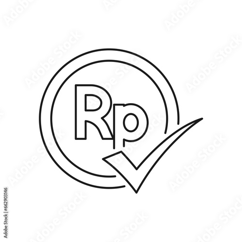 Free Download Rupiah with checkmark icon line style isolated on white background. Vector illustration - GFXLoad