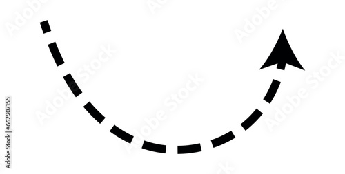 Dashed arrow set. Vector doodle dot line. Thin pointer arrows