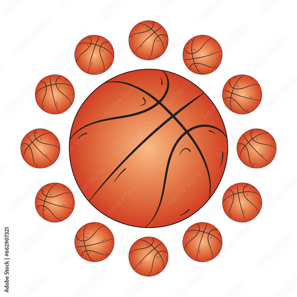 hand-drawn basketball and infographic vector