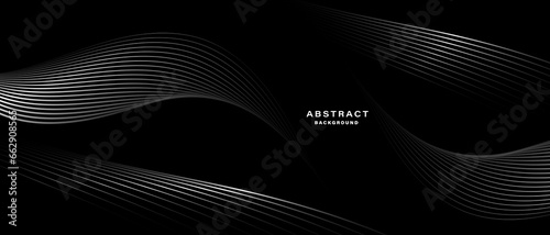 Abstract black background with wavy lines. Digital future technology concept. vector illustration.