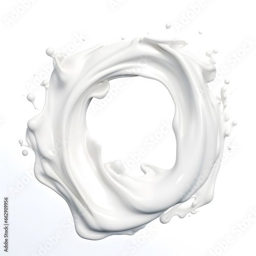 Whirlpool circle of white milk or cream liquid isolated on white background