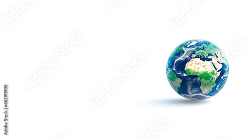 Symbol of planet Earth over isolated white background, copy space. Generative AI