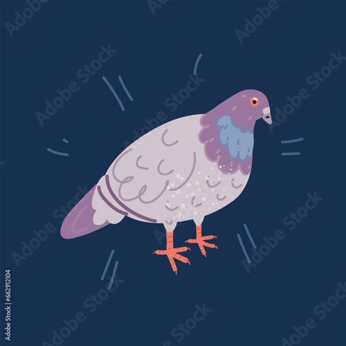 Cartoon vector illustration of pigeon bird