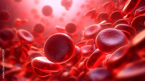 Journey into the inner workings of human body, red blood cells. Generative AI photo
