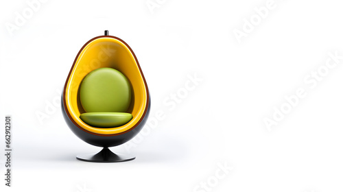 A green chair with avocado shaped on isolated white background. Generative AI.