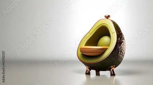 A stylish seat with avocado shaped, chair on white background. Generative AI.