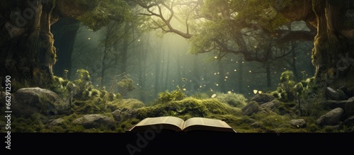 Enchanted misty woods for children s fantasies With copyspace for text