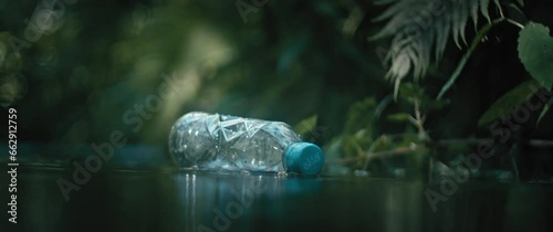 Plastic bottle in water.
