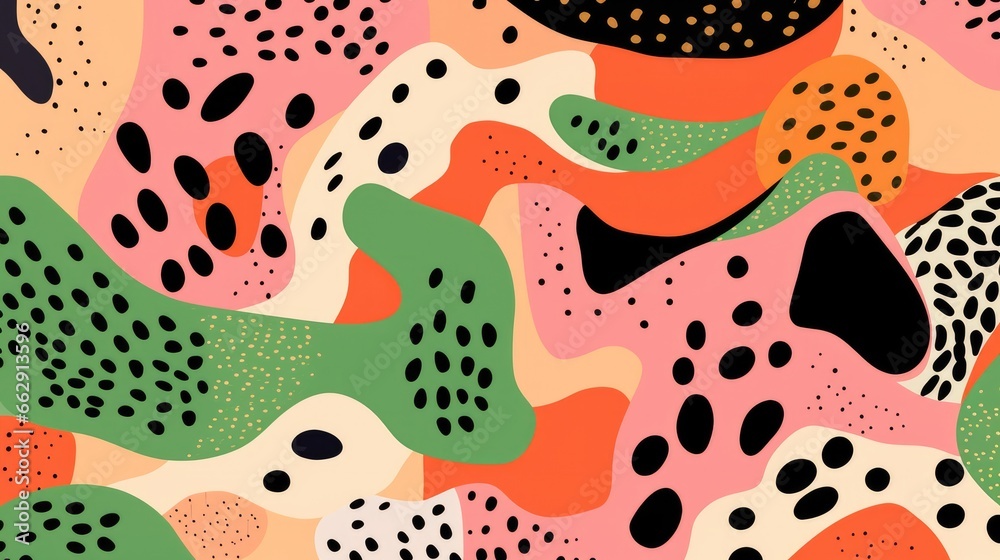 Pattern with hand drawn abstract shapes. Abstract pattern with spots, dots. Vintage colors. Pattern with hand drawn abstract shapes. Abstract pattern with spots, dots. Vintage colors.